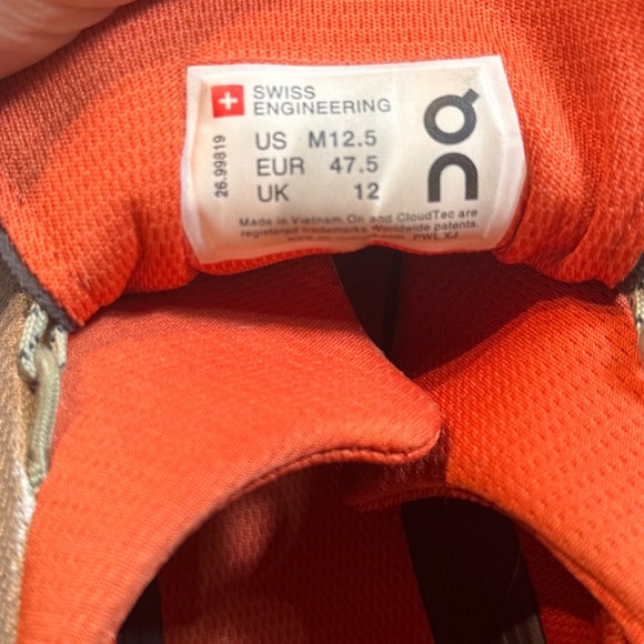 On Cloudnova Silver Orange Cloudtec Athletic Shoes Mens Size 12.5 - Picture 6 of 7